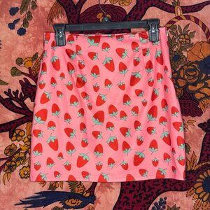 Pink Strawberry Graphic Mini Skirt